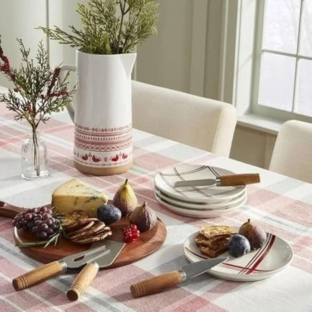 2pc Christmas Plaid Stripes Stoneware Appetizer Plates - Hearth & Hand Magnolia‎